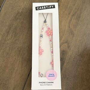 Casetify Pink Floral Phone Charm with Pearls